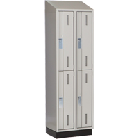 Concorde Heavy-Duty Lockers, 2 -tier, Bank of 2, 24" x 18" x 82", Steel, Grey, Welded (Assembled) Auto-Cam