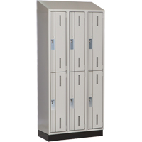 Concorde Heavy-Duty Lockers, 2 -tier, Bank of 3, 36" x 18" x 82", Steel, Grey, Welded (Assembled) Auto-Cam