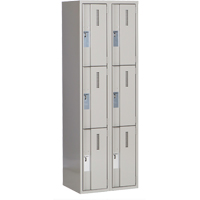 Concorde Heavy-Duty Lockers, 3 -tier, Bank of 2, 24" x 18" x 72", Steel, Grey, Welded (Assembled) Auto-Cam