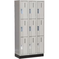 Concorde Heavy-Duty Lockers, 3 -tier, Bank of 3, 36" x 18" x 76", Steel, Grey, Welded (Assembled) Auto-Cam