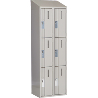 Concorde Heavy-Duty Lockers, 3 -tier, Bank of 2, 24" x 18" x 78", Steel, Grey, Welded (Assembled) Auto-Cam