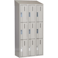 Concorde Heavy-Duty Lockers, 3 -tier, Bank of 3, 36" x 18" x 78", Steel, Grey, Welded (Assembled) Auto-Cam