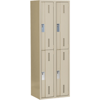 Concorde Heavy-Duty Lockers, 2 -tier, Bank of 2, 24" x 18" x 72", Steel, Beige, Welded (Assembled) Auto-Cam