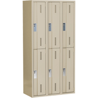 Concorde Heavy-Duty Lockers, 2 -tier, Bank of 3, 36" x 18" x 72", Steel, Beige, Welded (Assembled) Auto-Cam