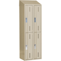 Concorde Heavy-Duty Lockers, 2 -tier, Bank of 2, 24" x 18" x 78", Steel, Beige, Welded (Assembled) Auto-Cam