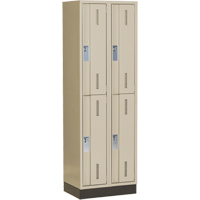Concorde Heavy-Duty Lockers, 2 -tier, Bank of 2, 24" x 18" x 76", Steel, Beige, Welded (Assembled) Auto-Cam