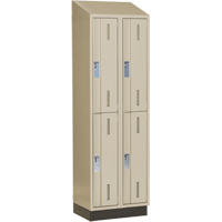 Concorde Heavy-Duty Lockers, 2 -tier, Bank of 2, 24" x 18" x 82", Steel, Beige, Welded (Assembled) Auto-Cam