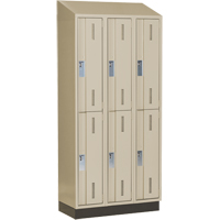 Concorde Heavy-Duty Lockers, 2 -tier, Bank of 3, 36" x 18" x 82", Steel, Beige, Welded (Assembled) Auto-Cam