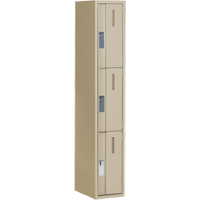 Concorde Heavy-Duty Lockers, 3 -tier, 12" x 18" x 72", Steel, Beige, Welded (Assembled) Auto-Cam