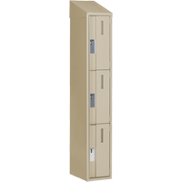 Concorde Heavy-Duty Lockers, 3 -tier, 12" x 18" x 78", Steel, Beige, Welded (Assembled) Auto-Cam