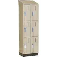 Concorde Heavy-Duty Lockers, 3 -tier, Bank of 2, 24" x 18" x 82", Steel, Beige, Welded (Assembled) Auto-Cam