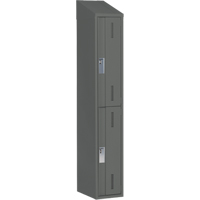 Concorde Heavy-Duty Lockers, 2 -tier, 12" x 18" x 78", Steel, Charcoal, Welded (Assembled) Auto-Cam