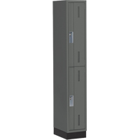 Concorde Heavy-Duty Lockers, 2 -tier, 12" x 18" x 76", Steel, Charcoal, Welded (Assembled) Auto-Cam