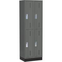 Concorde Heavy-Duty Lockers, 2 -tier, Bank of 2, 24" x 18" x 76", Steel, Charcoal, Welded (Assembled) Auto-Cam