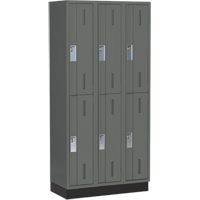 Concorde Heavy-Duty Lockers, 2 -tier, Bank of 3, 36" x 18" x 76", Steel, Charcoal, Welded (Assembled) Auto-Cam