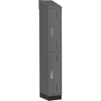 Concorde Heavy-Duty Lockers, 2 -tier, 12" x 18" x 82", Steel, Charcoal, Welded (Assembled) Auto-Cam