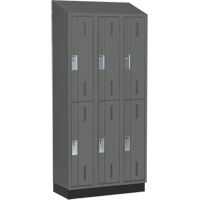 Concorde Heavy-Duty Lockers, 2 -tier, Bank of 3, 36" x 18" x 82", Steel, Charcoal, Welded (Assembled) Auto-Cam