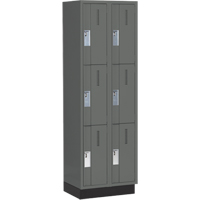 Concorde Heavy-Duty Lockers, 3 -tier, Bank of 2, 24" x 18" x 76", Steel, Charcoal, Welded (Assembled) Auto-Cam