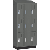 Concorde Heavy-Duty Lockers, 3 -tier, Bank of 3, 36" x 18" x 82", Steel, Charcoal, Welded (Assembled) Auto-Cam