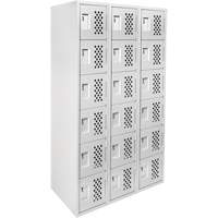 Clean Line Lockerettes, 6 -tier, Bank of 3, 18" x 72" x 12", Steel Auto-Cam