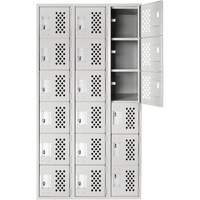 Clean Line Lockerettes, 6 -tier, Bank of 3, 18" x 72" x 12", Steel Auto-Cam