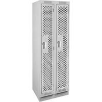Clean Line Lockers, Bank of 2, 24" x 12" x 76", Steel, Grey, Rivet (Assembled), Perforated Auto-Cam