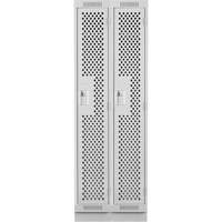 Clean Line Lockers, Bank of 2, 24" x 12" x 76", Steel, Grey, Rivet (Assembled), Perforated Auto-Cam