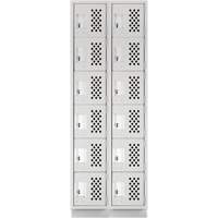 Assembled Lockerettes Clean Line Perforated Economy Lockers, 6 -tier, Bank of 2, 18" x 72" x 12", Steel Auto-Cam