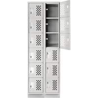 Assembled Lockerettes Clean Line Perforated Economy Lockers, 6 -tier, Bank of 2, 18" x 72" x 12", Steel Auto-Cam