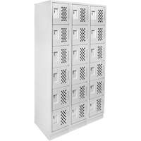 Assembled Lockerettes Clean Line Perforated Economy Lockers, 6 -tier, Bank of 3, 18" x 72" x 12", Steel Auto-Cam
