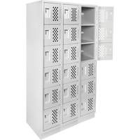 Assembled Lockerettes Clean Line Perforated Economy Lockers, 6 -tier, Bank of 3, 18" x 72" x 12", Steel Auto-Cam