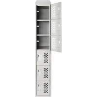Assembled Lockerettes Clean Line Perforated Economy Lockers, 6 -tier, 18" x 72" x 12", Steel Auto-Cam