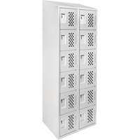 Assembled Lockerettes Clean Line Perforated Economy Lockers, 6 -tier, Bank of 2, 18" x 72" x 12", Steel Auto-Cam