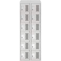 Assembled Lockerettes Clean Line Perforated Economy Lockers, 6 -tier, Bank of 2, 18" x 72" x 12", Steel Auto-Cam