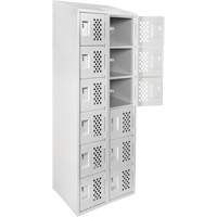 Assembled Lockerettes Clean Line Perforated Economy Lockers, 6 -tier, Bank of 2, 18" x 72" x 12", Steel Auto-Cam