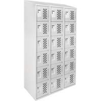 Assembled Lockerettes Clean Line Perforated Economy Lockers, 6 -tier, Bank of 3, 18" x 72" x 12", Steel Auto-Cam
