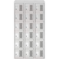 Assembled Lockerettes Clean Line Perforated Economy Lockers, 6 -tier, Bank of 3, 18" x 72" x 12", Steel Auto-Cam