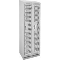 Clean Line Lockers, Bank of 2, 24" x 18" x 82", Steel, Grey, Rivet (Assembled), Perforated Auto-Cam