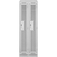 Clean Line Lockers, Bank of 2, 24" x 18" x 82", Steel, Grey, Rivet (Assembled), Perforated Auto-Cam