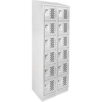 Clean-Line Perforated Lockerette, 6 -tier, Bank of 2, 15" x 72" x 12", Steel Auto-Cam