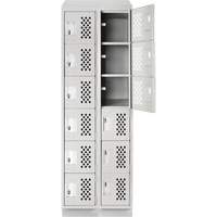 Clean-Line Perforated Lockerette, 6 -tier, Bank of 2, 15" x 72" x 12", Steel Auto-Cam