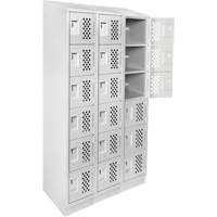 Clean-Line Perforated Lockerette, 6 -tier, Bank of 3, 12" x 72" x 12", Steel Auto-Cam