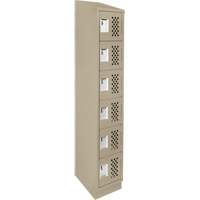 Assembled Lockerettes Clean Line Perforated Economy Lockers, 6 -tier, 18" x 72" x 12", Steel Auto-Cam