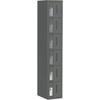 Concorde Heavy-Duty Lockers, 6 -tier, 12" x 18" x 72", Steel, Charcoal, Welded (Assembled) Auto-Cam