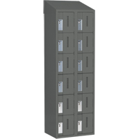 Concorde Heavy-Duty Lockers, 6 -tier, Bank of 2, 24" x 18" x 78", Steel, Charcoal, Welded (Assembled) Auto-Cam