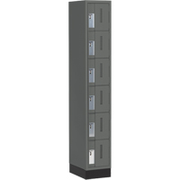 Concorde Heavy-Duty Lockers, 6 -tier, 12" x 18" x 76", Steel, Charcoal, Welded (Assembled) Auto-Cam