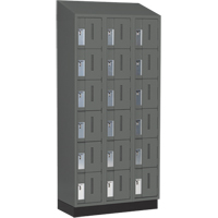 Concorde Heavy-Duty Lockers, 6 -tier, Bank of 3, 36" x 18" x 82", Steel, Charcoal, Welded (Assembled) Auto-Cam