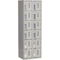 Concorde Heavy-Duty Lockers, 6 -tier, Bank of 2, 24" x 18" x 72", Steel, Grey, Welded (Assembled) Auto-Cam
