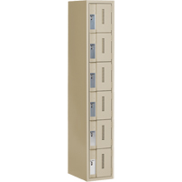 Concorde Heavy-Duty Lockers, 6 -tier, 12" x 18" x 72", Steel, Beige, Welded (Assembled) Auto-Cam
