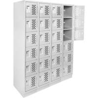 Assembled Clean Line Perforated Economy Lockers, 6 -tier, Bank of 4, 18" x 72" x 12", Steel Auto-Cam